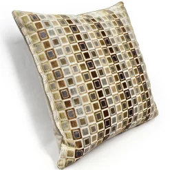 Mod Grid Gold Velvet Throw Pillow 21x21