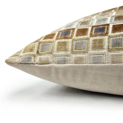 Mod Grid Gold Velvet Throw Pillow 21x21