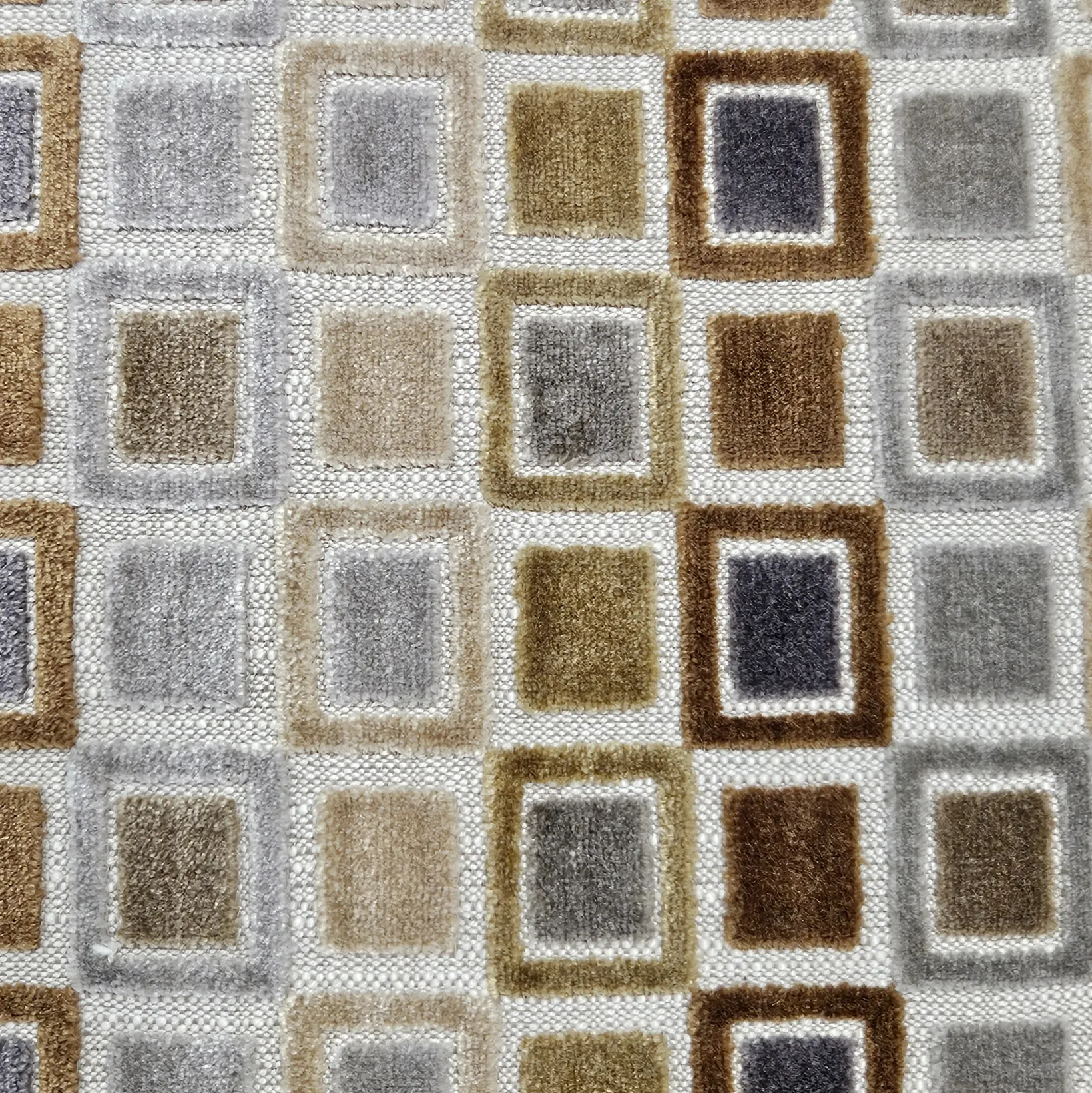 Mod Grid Gold Velvet Throw Pillow 21x21
