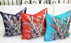 Ocean Reef Coral on Navy Throw Pillow 20x20