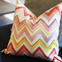 Pacifico Stripes Pink Throw Pillow 20X20