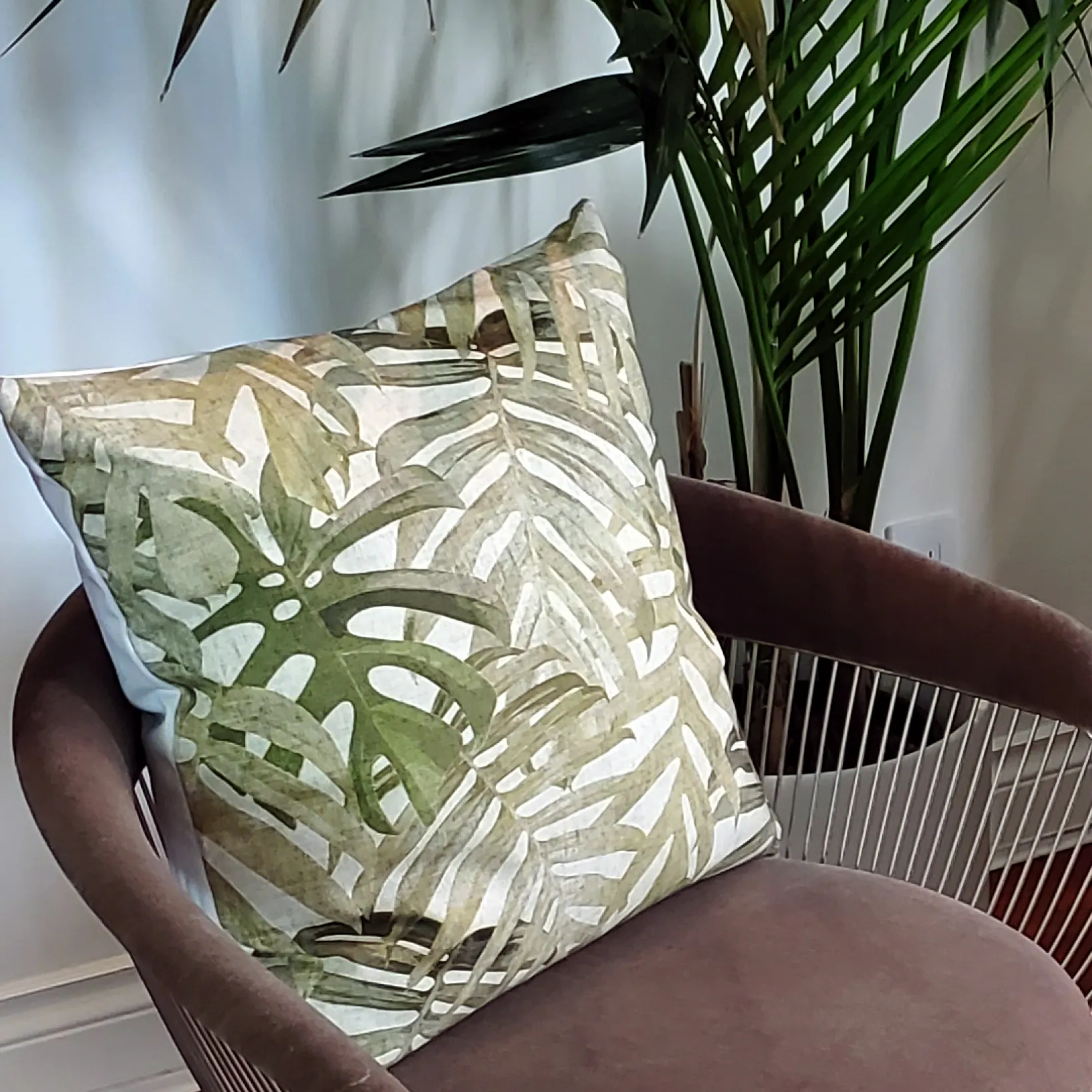 Pattaya Green Palm Throw Pillow 20x20