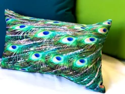 Peacock Tail Throw Pillow 12x20