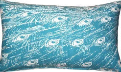 Peacock Turquoise Relief Throw Pillow 12x20