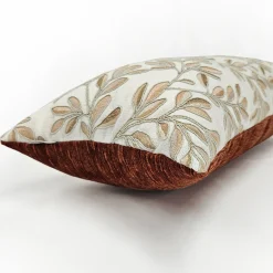 Petal Leafage Embroidered Lumbar Pillow 10x24