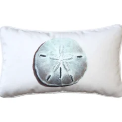 Ponte Vedra Sand Dollar on White Throw Pillow 12x20