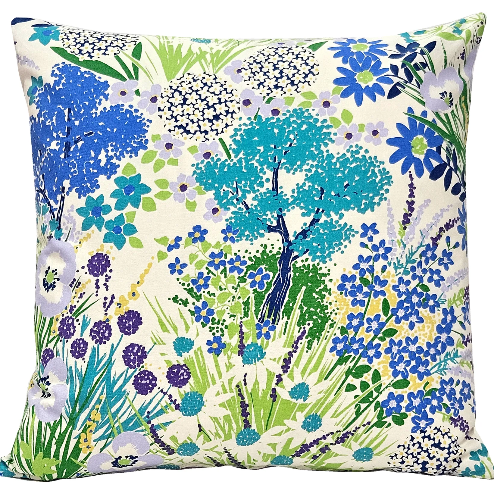 Potting Shed Shady Blues Floral Throw Pillow 25x25