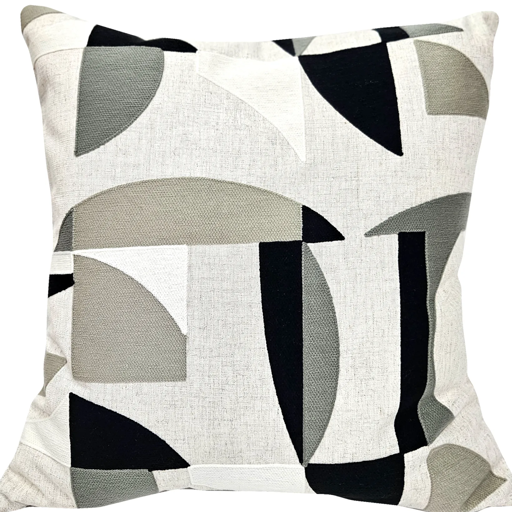 Prism Abstract Black Embroidered Throw Pillow 22x22
