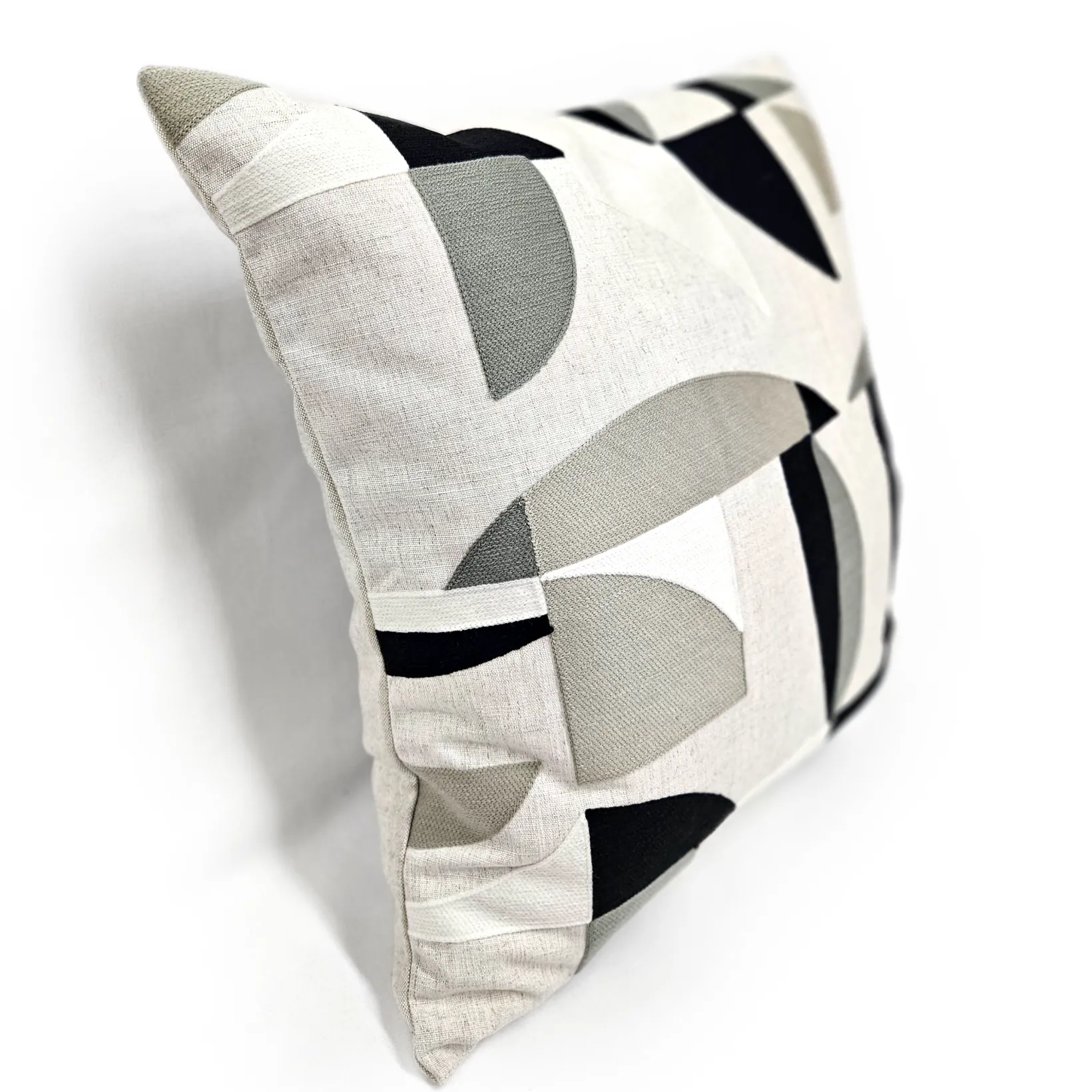 Prism Abstract Black Embroidered Throw Pillow 22x22