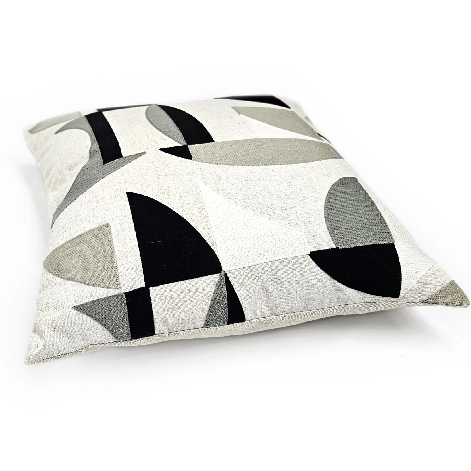 Prism Abstract Black Embroidered Throw Pillow 22x22