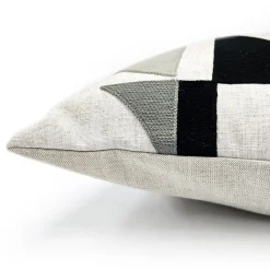 Prism Abstract Black Embroidered Throw Pillow 22x22