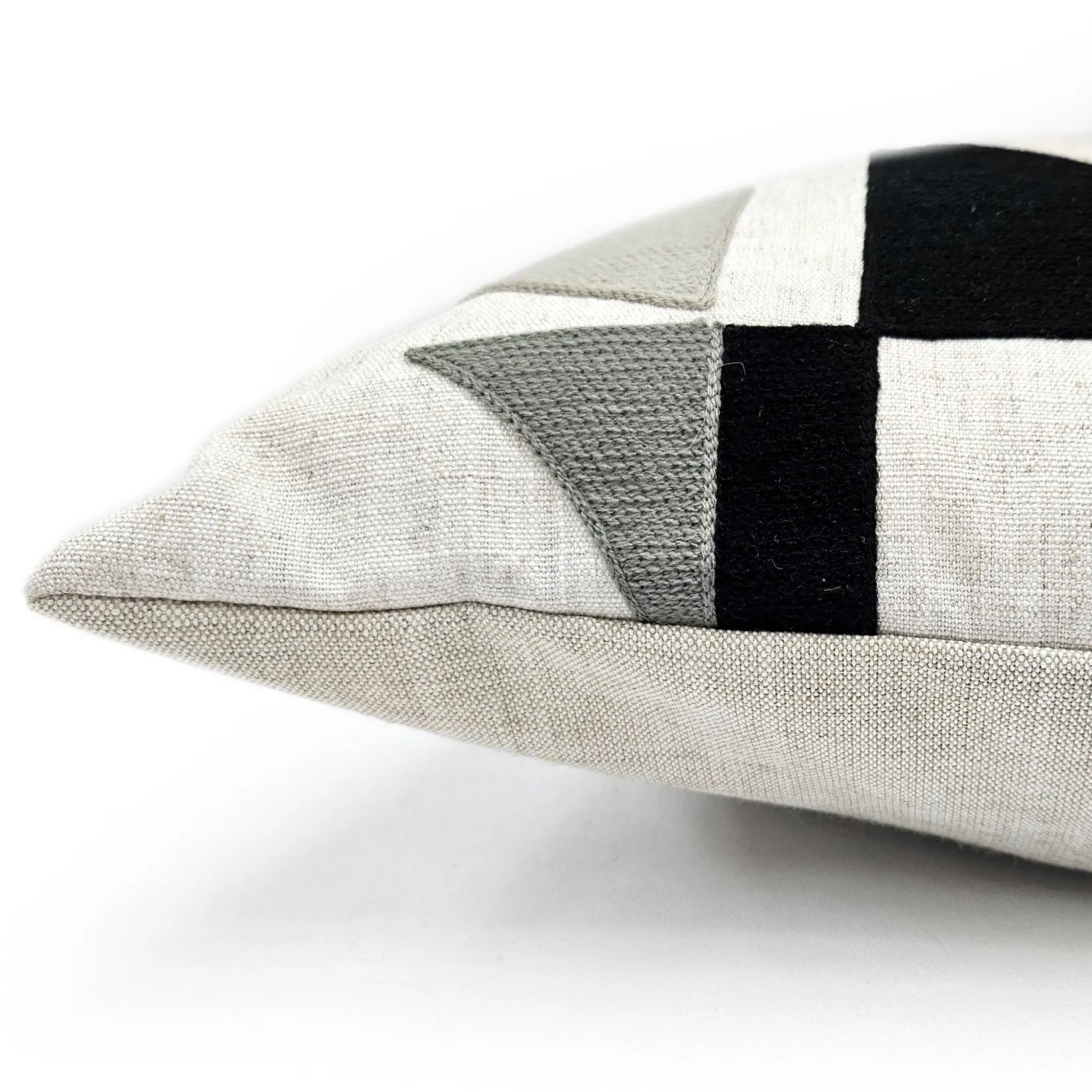 Prism Abstract Black Embroidered Throw Pillow 22x22