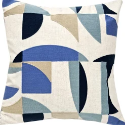 Prism Abstract Blue Embroidered Throw Pillow 22x22