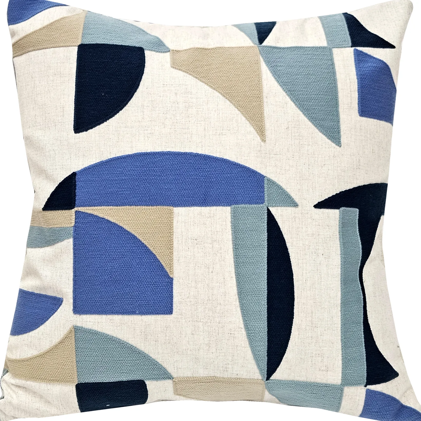 Prism Abstract Blue Embroidered Throw Pillow 22x22