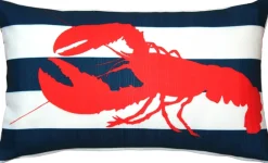 Red Lobster Nautical Throw Pillow 12x19