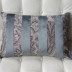 Robert Aluminum Stripe Velvet Pillow 15x22