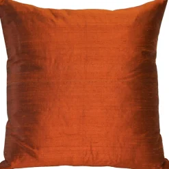 Sankara Burnt Orange Silk Throw Pillow 16x16