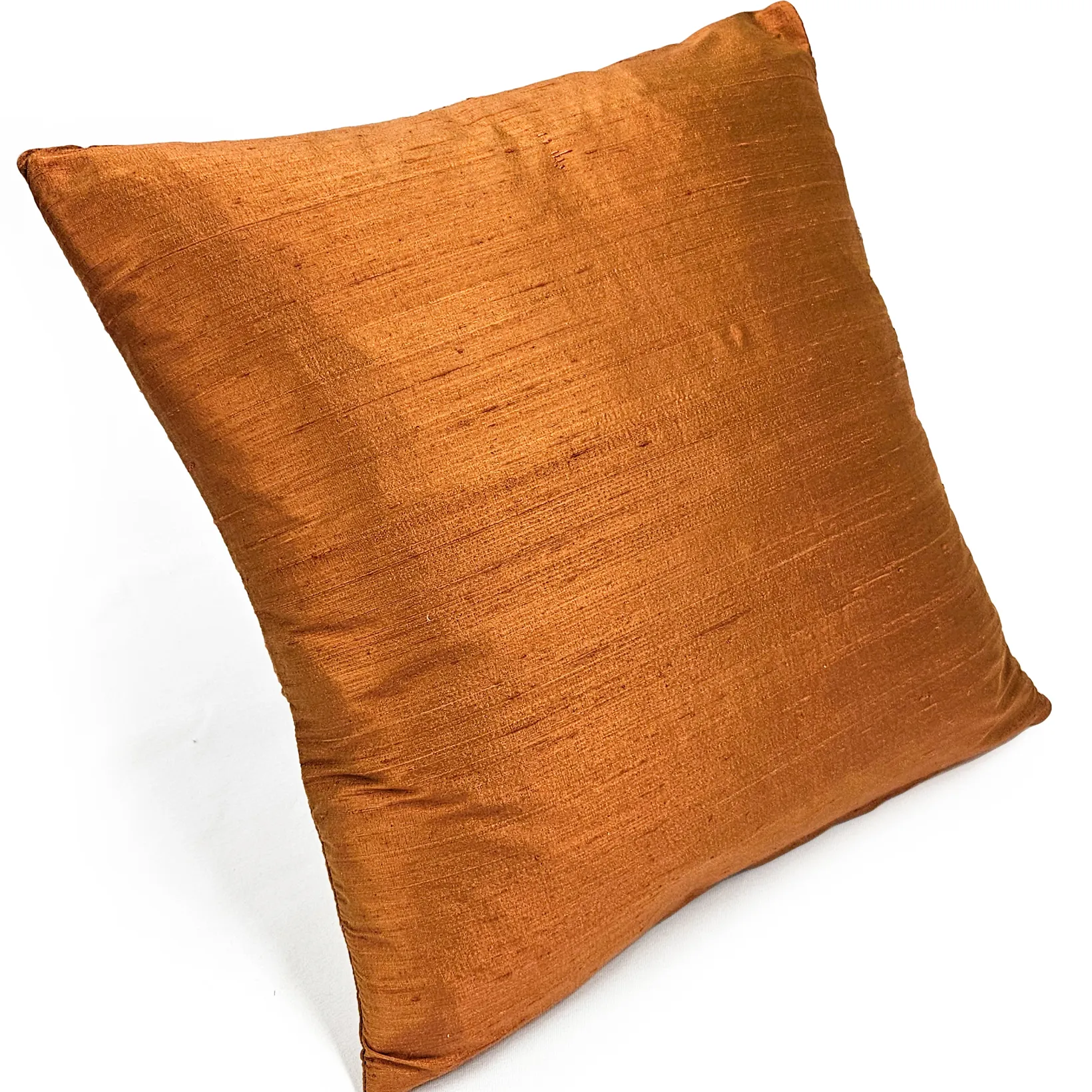 Sankara Copper Orange Silk Throw Pillow 16x16