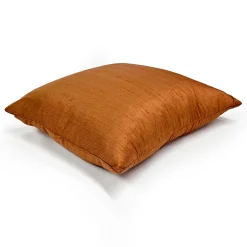 Sankara Copper Orange Silk Throw Pillow 16x16