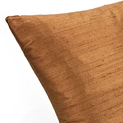 Sankara Copper Orange Silk Throw Pillow 16x16