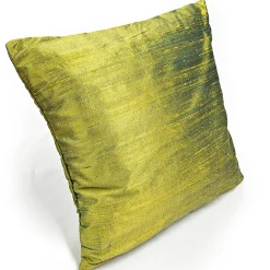 Sankara Iridescent Lime Silk Throw Pillow 16x16