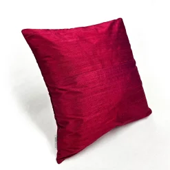 Sankara Raspberry Red Silk Throw Pillow 16x16