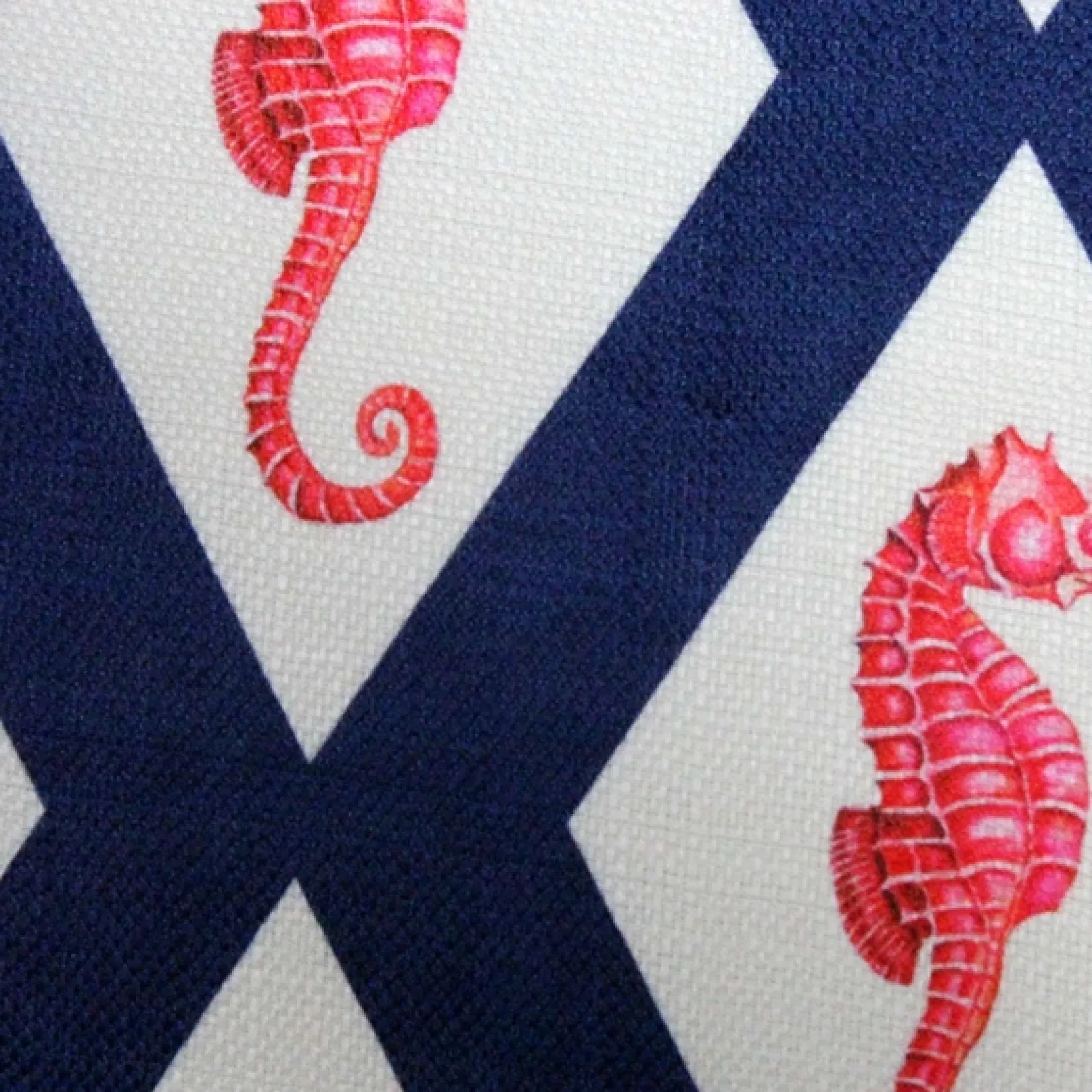 Sea Island Navy and Red Argyle Seahorse Throw Pillow 20x20