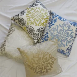 Sumatra Gold Wreath Embroidered Silk Decorative Throw Pillow 21x21