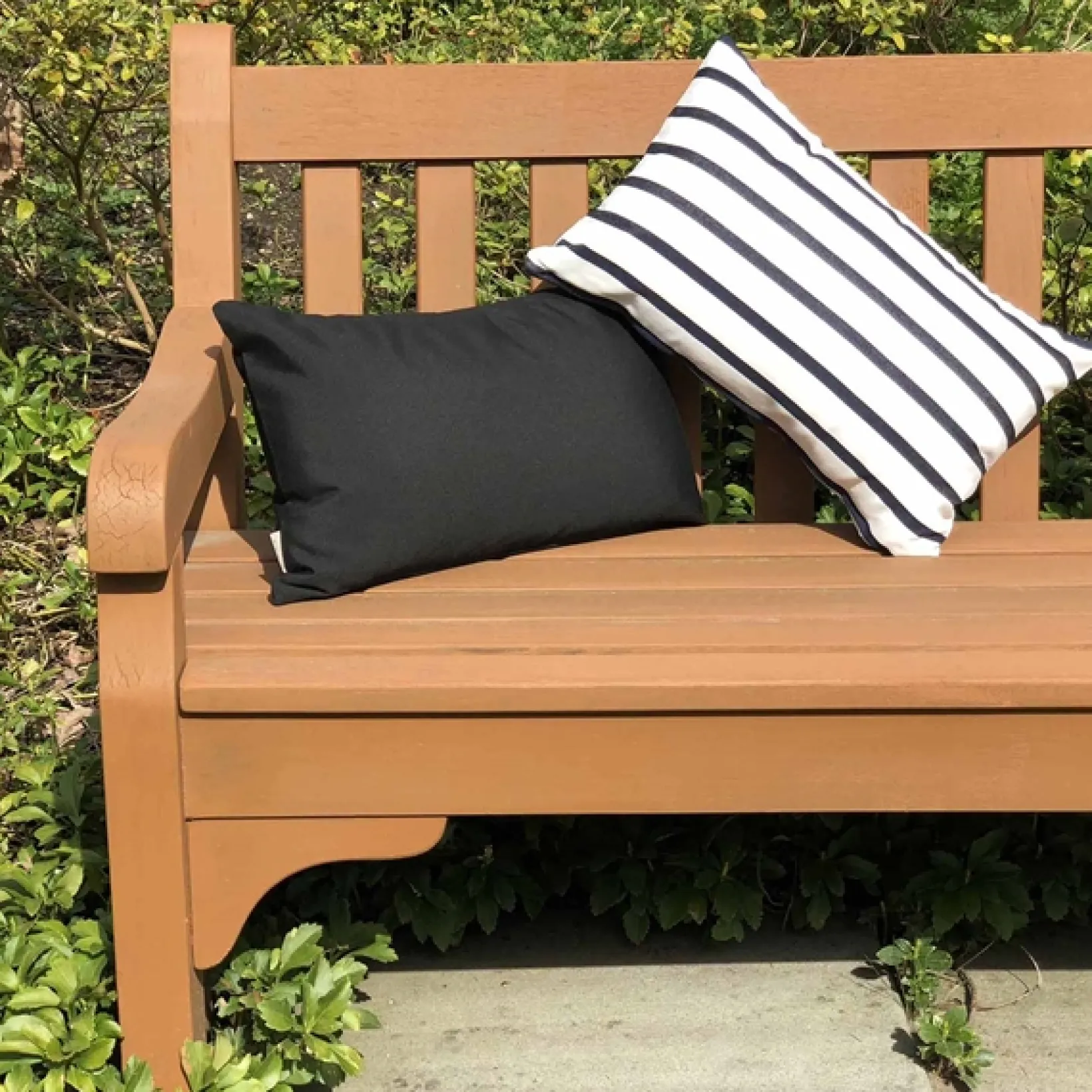 Sunbrella Lido Indigo Stripes 12x19 Outdoor Pillow