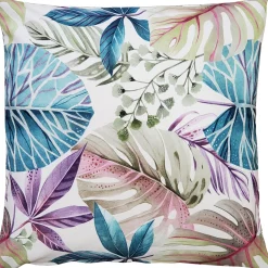 Thai Garden Blue Leaf Throw Pillow 20x20