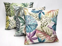 Thai Garden Blue Leaf Throw Pillow 20x20
