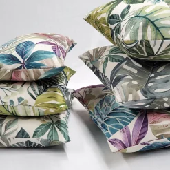 Thai Garden Gray Leaf Throw Pillow 20x20