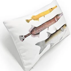 Three Fish Throw Pillow 12x19
