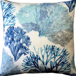 Tiger Beach Blue Coral Throw Pillow 21x21