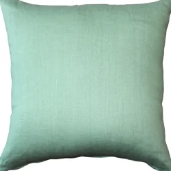 Tuscany Linen Aqua Green Throw Pillow 17x17