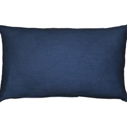 Tuscany Linen Indigo Blue Throw Pillow 12x19