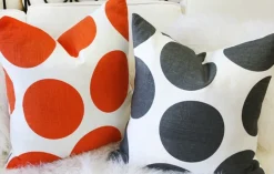 Tuscany Linen Orange Circles Throw Pillow 22x22