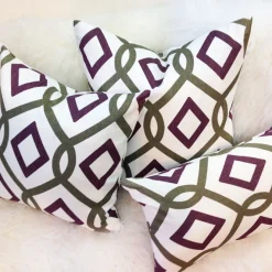 Tuscany Linen Sage Diamond Chain Throw Pillow 19x19