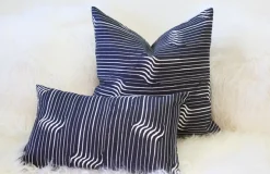 Tuscany Linen Shockwave Blue Throw Pillow 12x19
