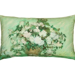 Van Gogh Vase with Pink Roses Throw Pillow