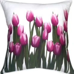 Vibrant Magenta Tulips 19x19 Throw Pillow