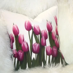 Vibrant Magenta Tulips 19x19 Throw Pillow