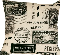 Vintage Postage Stamp Gray 18x18 Throw Pillow