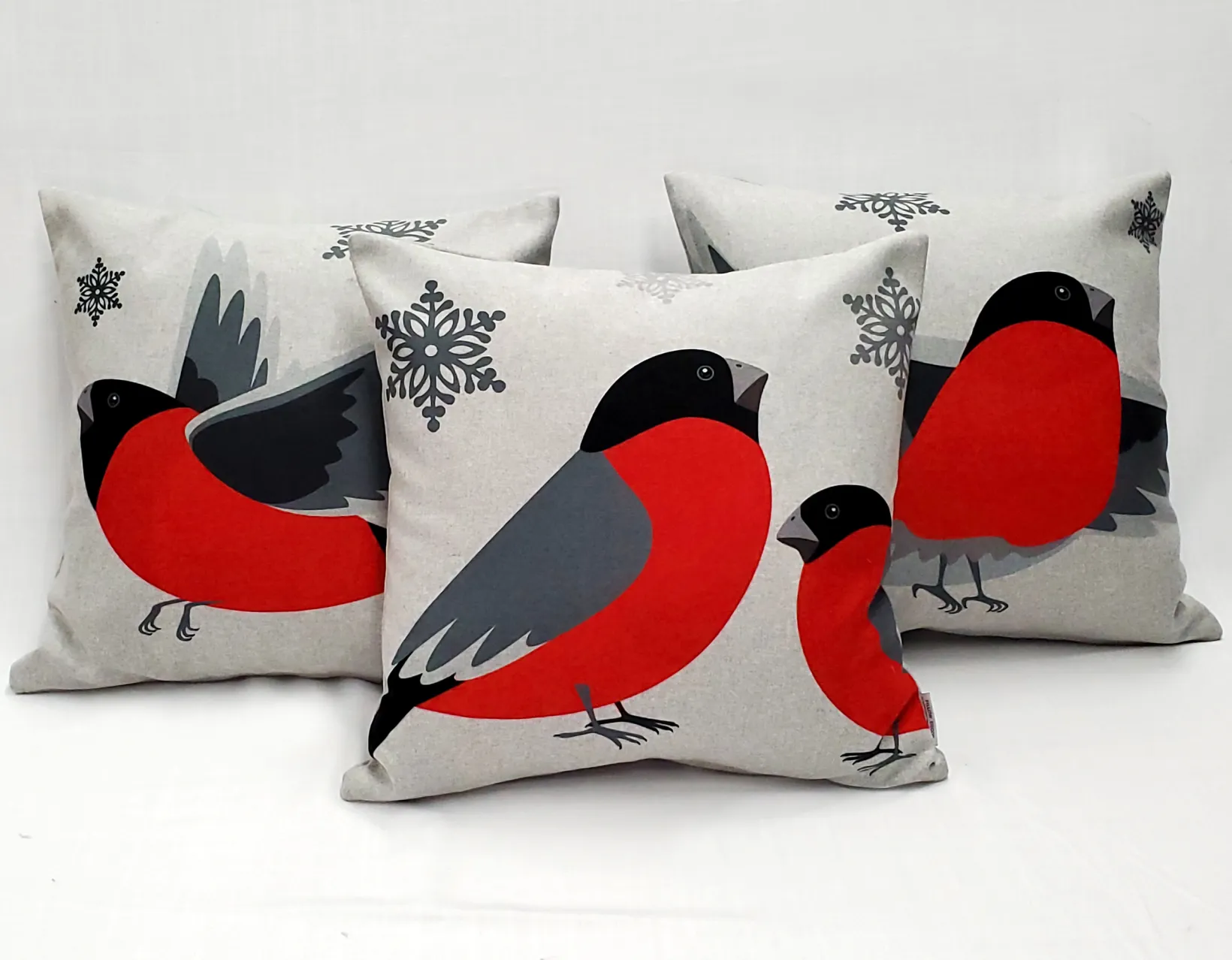 Winter Finch Peaceful Birds Christmas Pillow