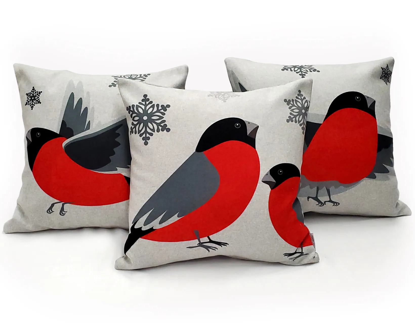 Winter Finch (Set of 3) Christmas Pillows 19x19